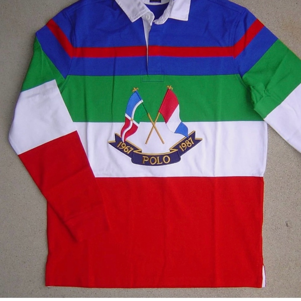 NWT Polo Ralph Lauren CP93 CP-93  Cross Flags Rugby Shirt M